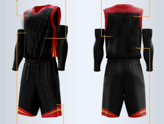 Баскетбольная форма (майка без шорт) черная с красным, желтые полоски 132 4bd8d155-2020-11f0-0a80-19c70008f196 - фото 1319