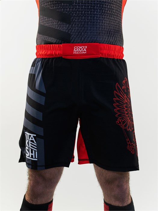 Шорты TFG Союз ММА России (Lite)  (черный-красный) T00914 - фото 2642