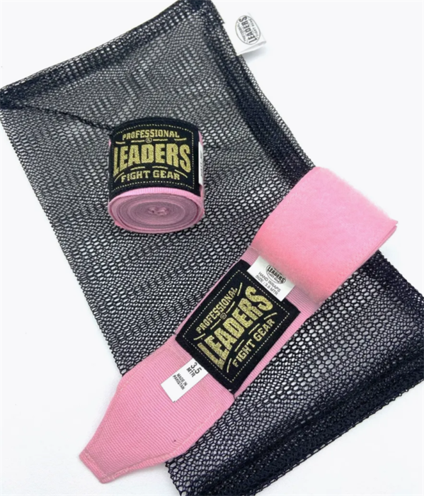 Бинты боксерские LEADERS Semi elastic  ( 50% хлопок/50% эластик, розовый) 130b30c6-2a44-11ef-0a80-060c00115c6b - фото 296
