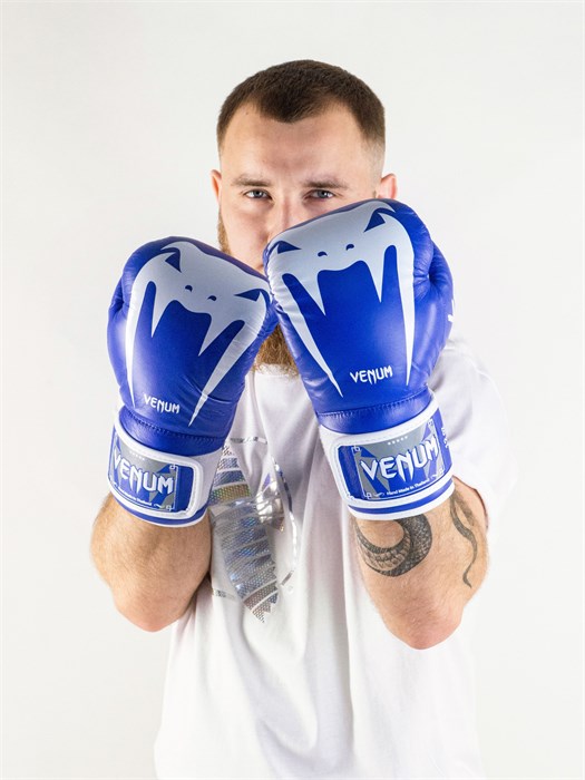 Перчатки боксерские Venum Giant 3.0 Blue/White Nappa Leather T01779 - фото 3191