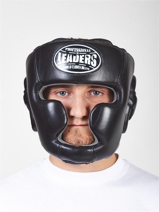 Шлем боксерский LEADERS LS FULL FACE (кожа, черный) T02611 - фото 3663