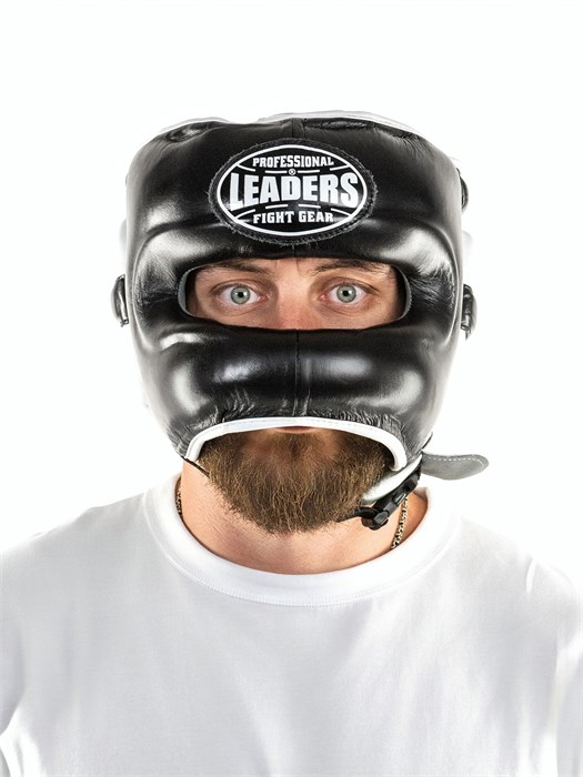 Шлем боксерский LEADERS LS с бамперной защитой (черный / белый) BK/WH T02613 - фото 3672