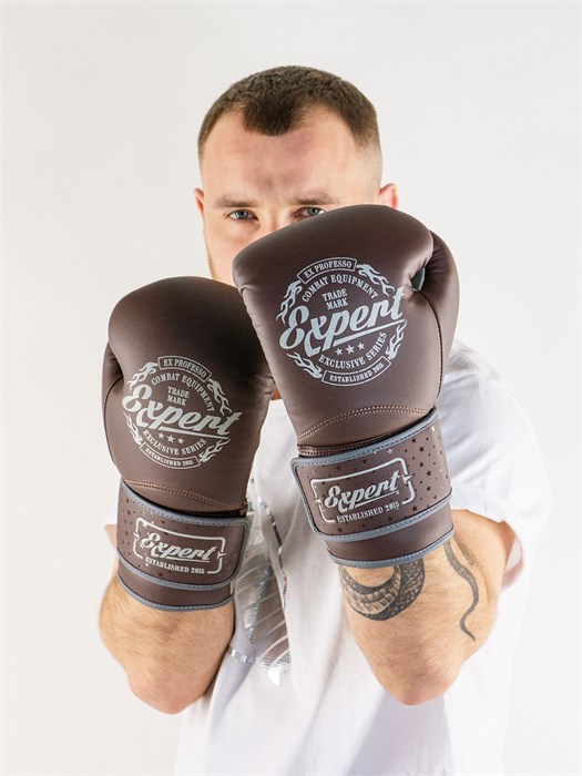 Перчатки для бокса Fight Expert Vintage Fusion, коричневый\серый (кожа Vegan100%, ) 20f0590d-982d-11ee-0a80-14690040680d - фото 472