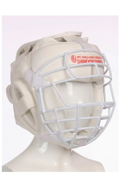 Шлем с металлической решеткой (каратэ, киокушинкай)  белый d63b32e7-b4ae-11f0-0a80-1817001fef84 - фото 4756