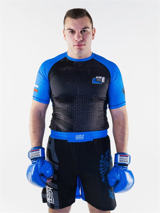 Рашгард с коротким рукавом TFG Союз ММА России Детский (Lite) (черный-синий) T01444-1 - фото 4799