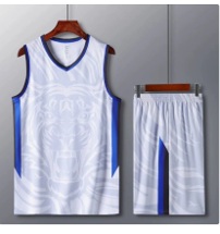 Баскетбольная форма ( майка без шорт)  белая с синим (серый рисунок) 230 e51cd0e9-2021-11f0-0a80-17d70009605f - фото 4982