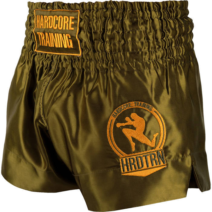 Шорты для тайского бокса Hardcore Training Base Olive f3a300ef-2e80-11ec-0a80-07df001aa662 - фото 5276