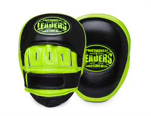 Лапы тренерские LEADERS CURVED BK/GN (ONE, кожа, черный/зеленый) 42a5cab9-2a41-11ef-0a80-170d000ff514