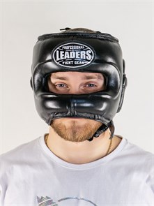 Шлем боксерский LEADERS LS с бамперной защитой BK кожа черный 870b92eb-9ffb-11ee-0a80-0fee001075d2