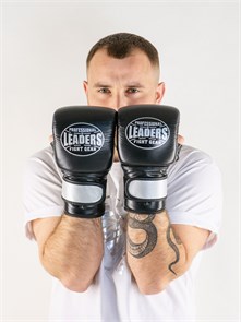 Перчатки снарядные LEADERS REBEL  на липучке  кожа, черный/серебристый 9ca6a6f3-9ff9-11ee-0a80-1377000f534d