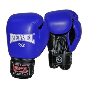 Перчатки боксерские нат.кожа Reyvel (синий) T01395