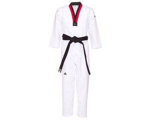 Добок для тхэквондо подростковый WT Adi-Start белый с красно-черным воротником T01685