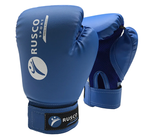 Перчатки бокс. Rusco Sport к/з синие T02349