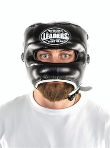 Шлем боксерский LEADERS LS с бамперной защитой (черный / белый) BK/WH T02613