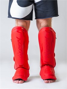 Защита голень-стопа FIGHT EXPERT (ПВХ, Красный матовый) T02653