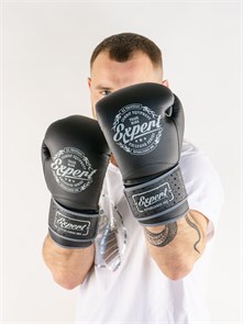 Перчатки для бокса Fight Expert Vintage Fusion,  черный\ серый (кожа Vegan100%) d978bae8-982c-11ee-0a80-04d800410a42