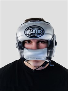 Шлем боксерский LEADERS LS ULTRA с бамперной защитой BL/SIL  кожа, синий тёмный/серебристый 2a703485-b92d-11ef-0a80-1aa10008126c